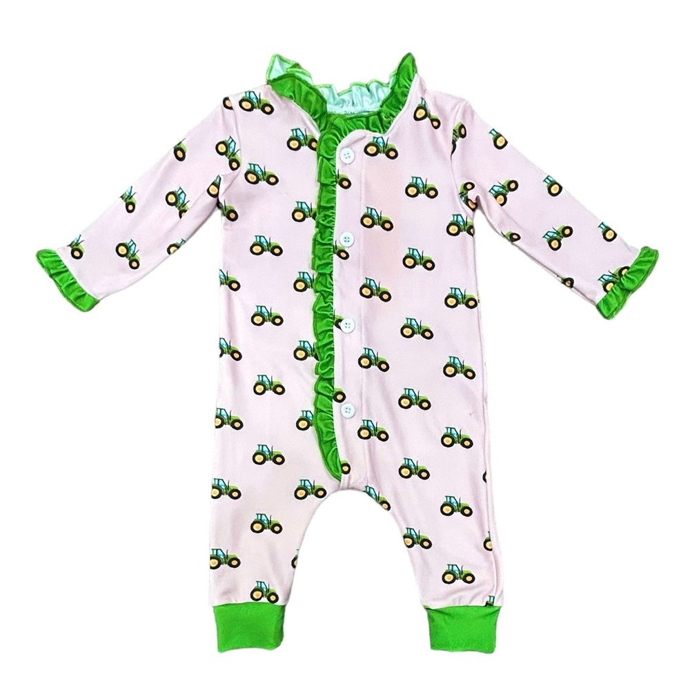 SugarBee Clothing Co. - Precious Ruffle Buttflap Tractor Pajamas - BNWT! - Picture 2 of 6